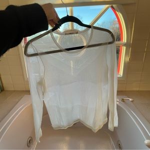 JBrand Sheer Long Sleeved White Top